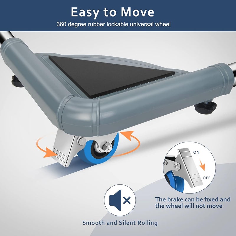 SPACECARE Mini Fridge Stand Furniture Dolly Mobile Roller with 4 Locking Wheels-Base Adjustable Refrigerator Washing Machine Stand Moving Cart- Appliance Dolly Cart Roller Pedestal -Grey - Image 3